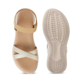 Tresmode Velen Gold Women's Casual Wedge Sandals