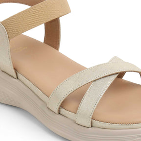 Tresmode Velen Gold Women's Casual Wedge Sandals