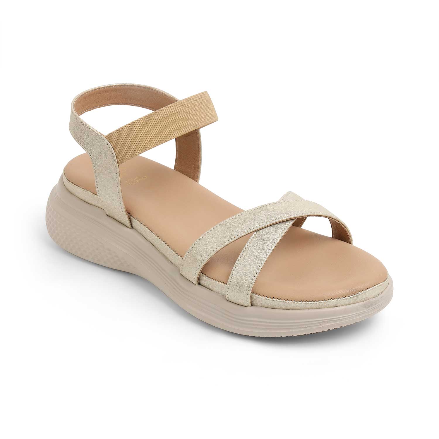 Tresmode Velen Gold Women's Casual Wedge Sandals