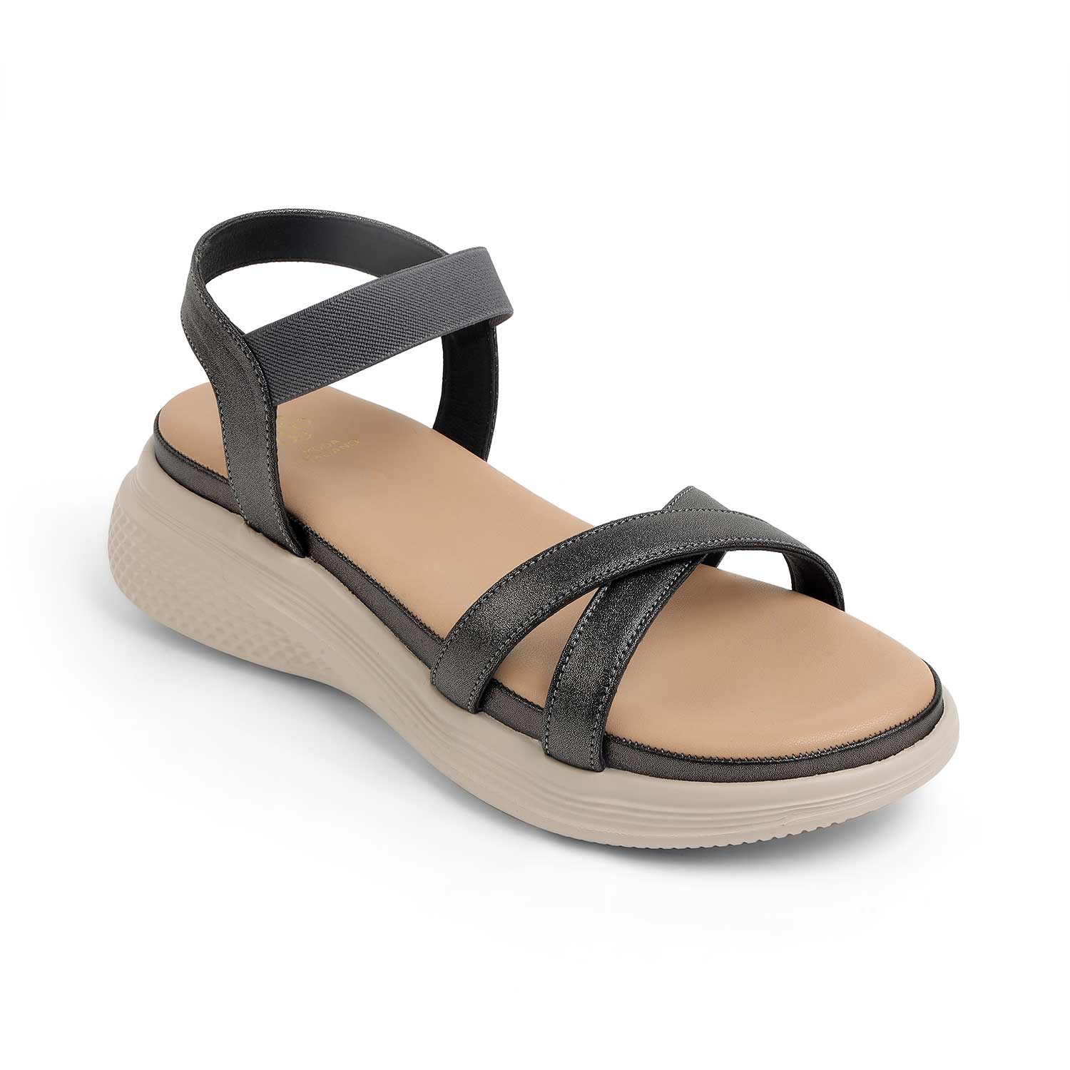 Tresmode Velen Pewter Women's Casual Wedge Sandals