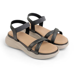 Tresmode Velen Pewter Women's Casual Wedge Sandals