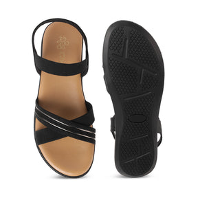 Tresmode Yo Black Women's Casual Slingback Platform Flats