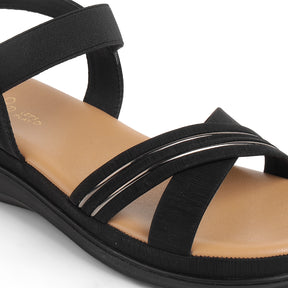Tresmode Yo Black Women's Casual Slingback Platform Flats