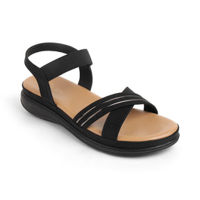 Tresmode Yo Black Women's Casual Slingback Platform Flats