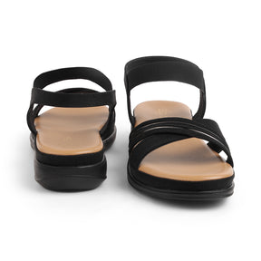 Tresmode Yo Black Women's Casual Slingback Platform Flats