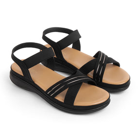 Tresmode Yo Black Women's Casual Slingback Platform Flats