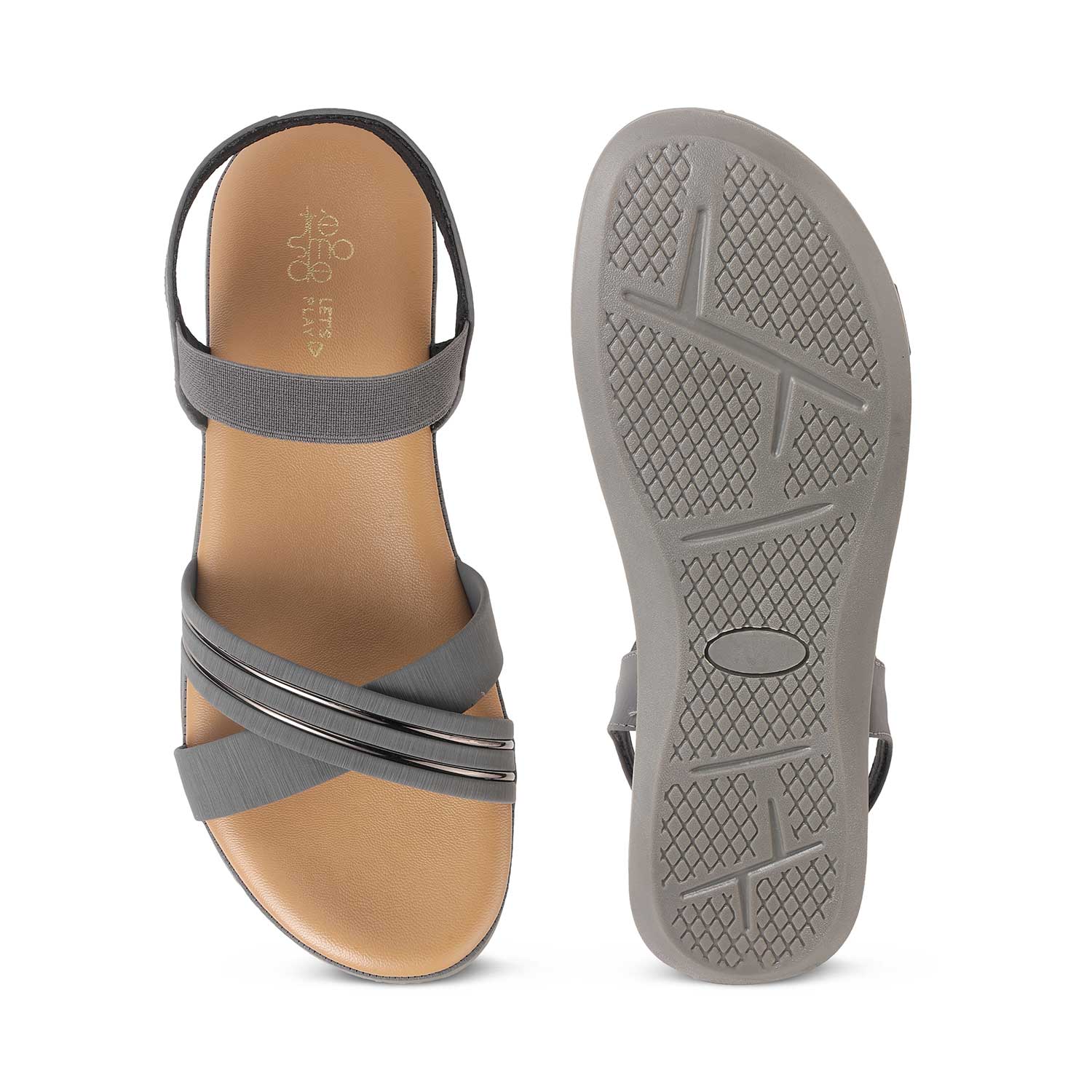 Tresmode Yo Grey Women's Casual Slingback Platform Flats