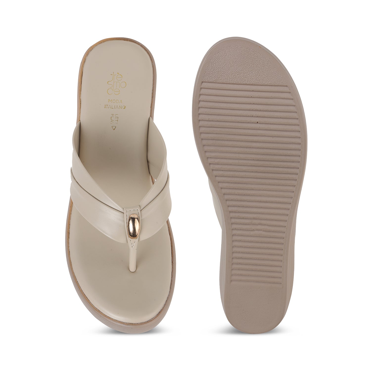 Tresmode May Cream Women's Dress Wedge Sandals