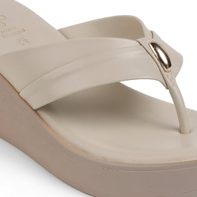 Tresmode May Cream Women's Dress Wedge Sandals