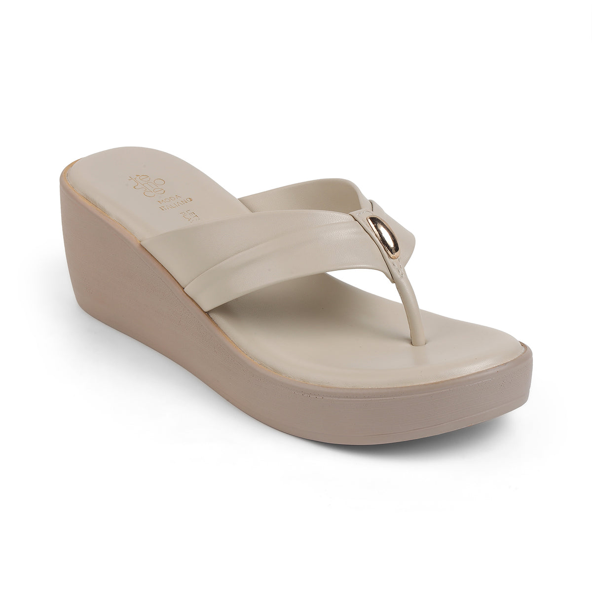 Tresmode May Cream Women's Dress Wedge Sandals