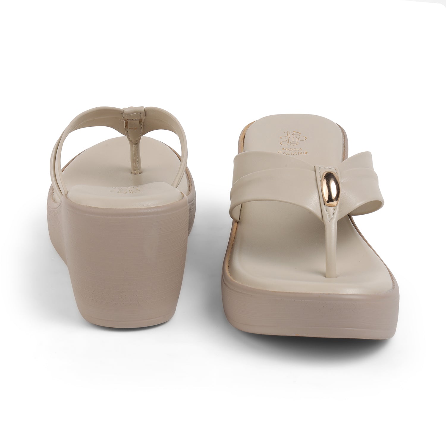 Tresmode May Cream Women's Dress Wedge Sandals
