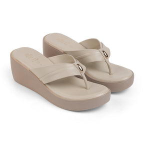 Tresmode May Cream Women's Dress Wedge Sandals