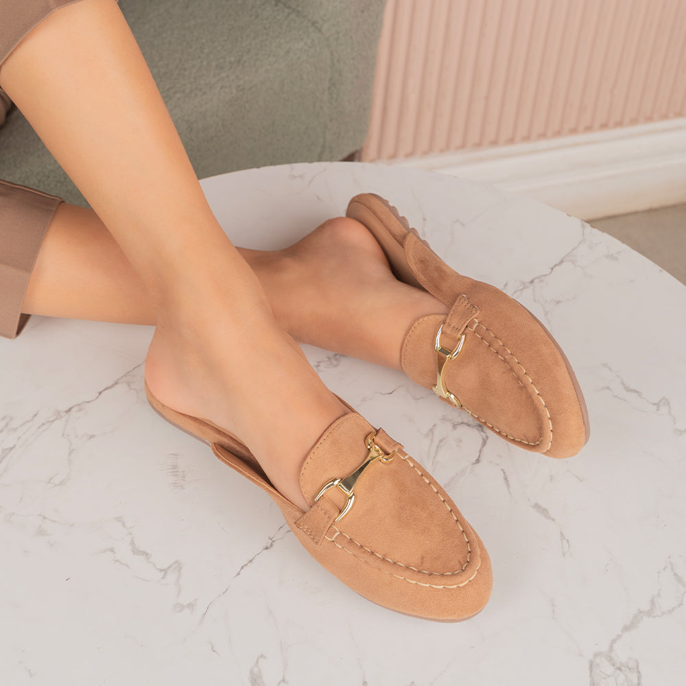 Tresmode Aflip Beige Women's Dress Mules