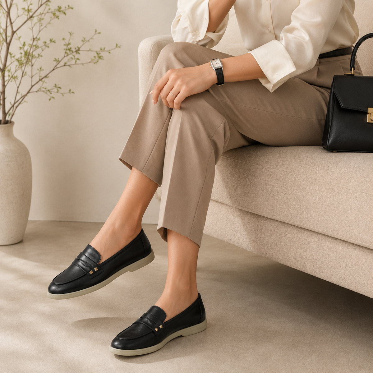 Tresmode Anshi Black Women's Casual Loafers