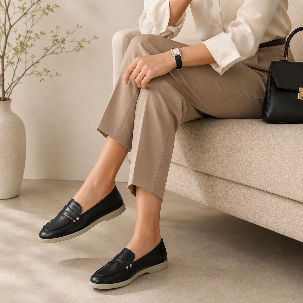 Tresmode Anshi Black Women's Casual Loafers