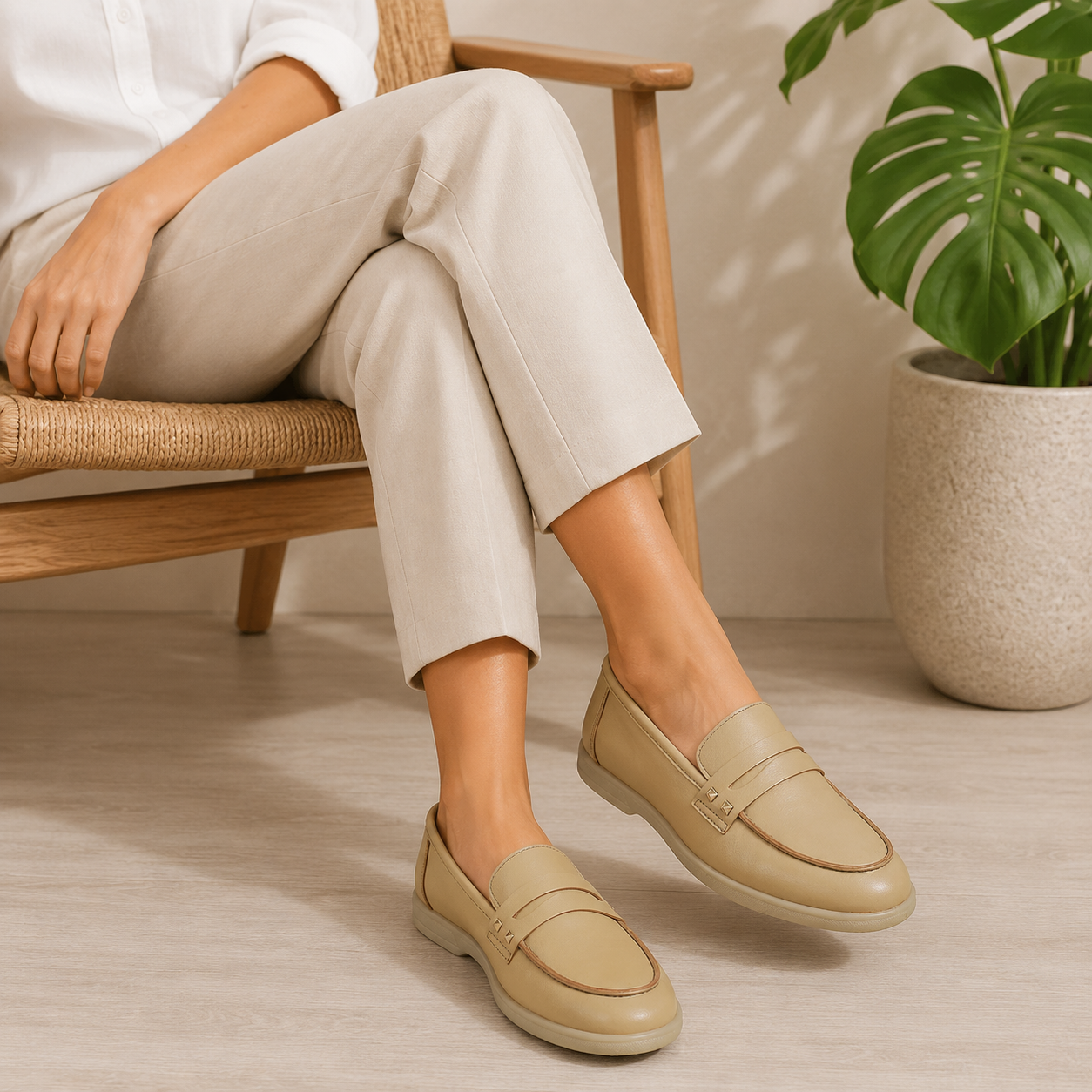 Tresmode Anshi Taupe Women's Casual Loafers