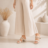 Tresmode Athn Beige Women's Dress Block Heel Sandals
