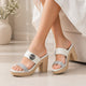 Tresmode Tall White Women's Dress Block Heel Sandals