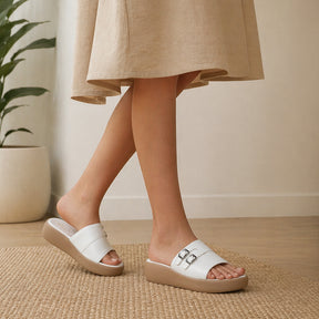 Tresmode Menton White Women's Casual Wedge Sandals