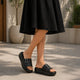 Tresmode Menton Black Women's Casual Wedge Sandals