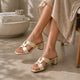 Tresmode Mataya Gold Women's Dress Block Heel Sandals
