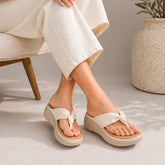 Tresmode Hobi Cream Women's Casual Wedge Sandals