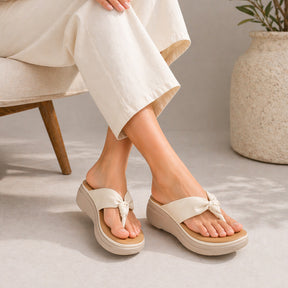 Tresmode Hobi Cream Women's Casual Wedge Sandals