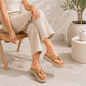 Tresmode Hobi Beige Women's Casual Wedge Sandals