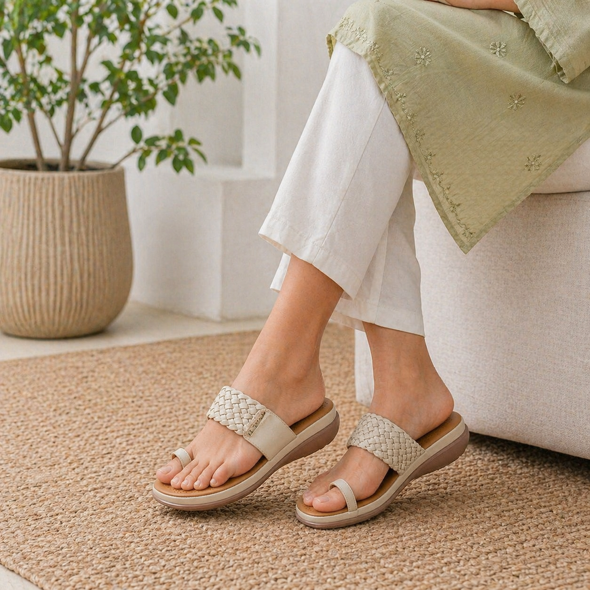Tresmode Auma Cream Women's Casual Platform Flats