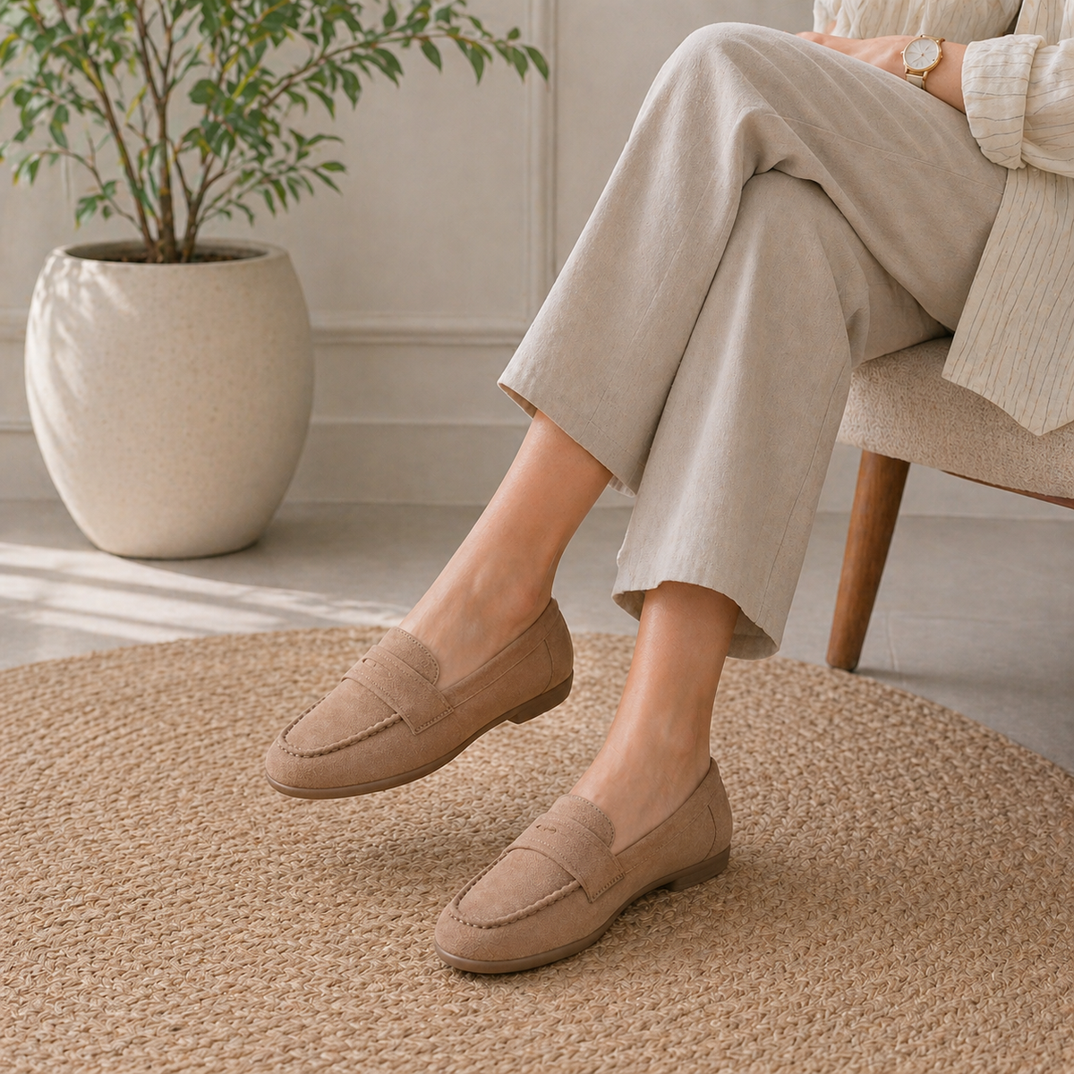 Tresmode Bework Beige Women's Casual Loafers
