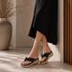 Tresmode Hobi Black Women's Casual Wedge Sandals
