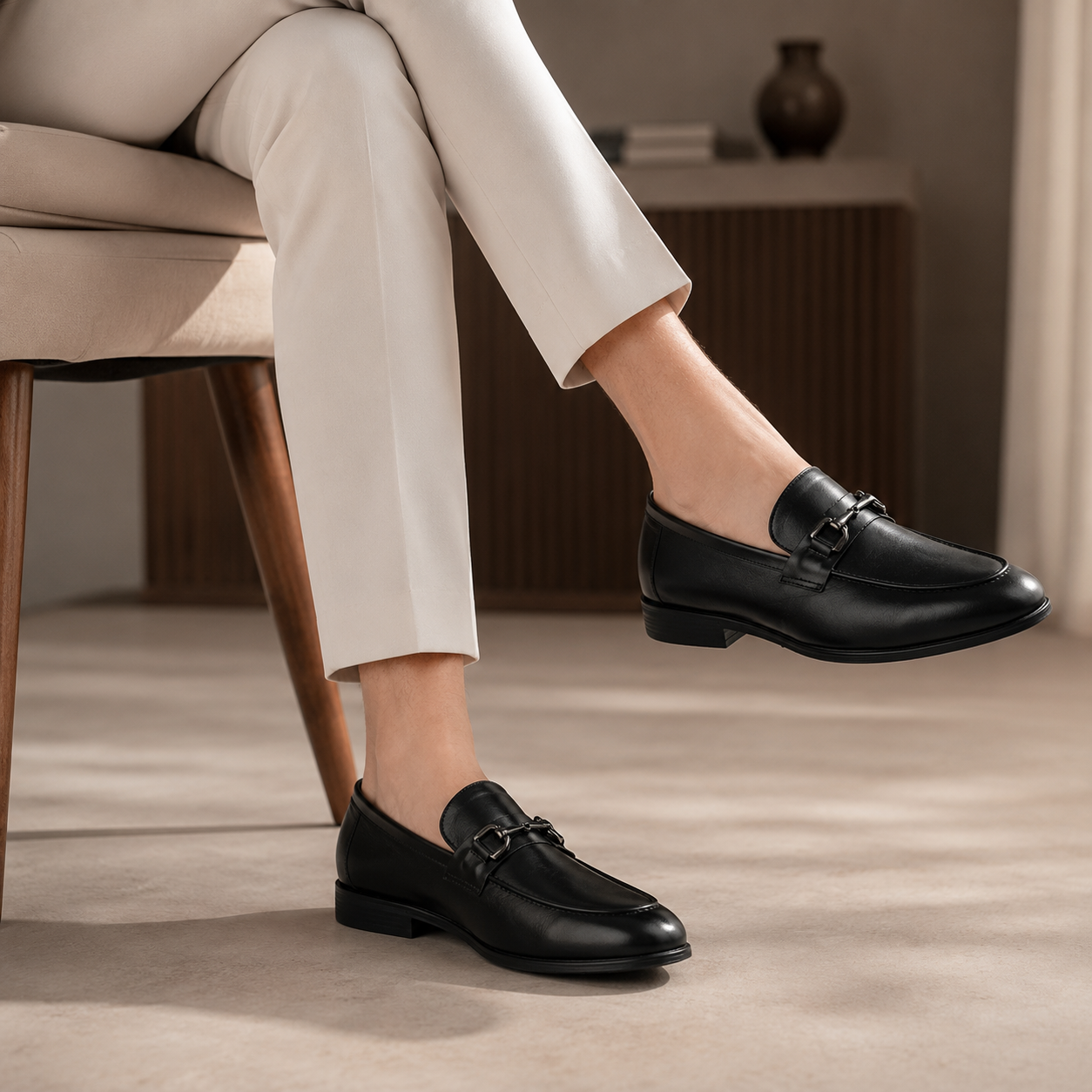 Tresmode Soco Black Men's Leather Loafers