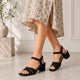 Tresmode Lex Black Women's Dress Block Heel Sandals