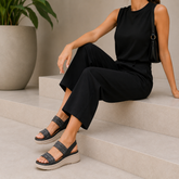 Tresmode Hosint Black Women's Casual Platform Wedge Sandals