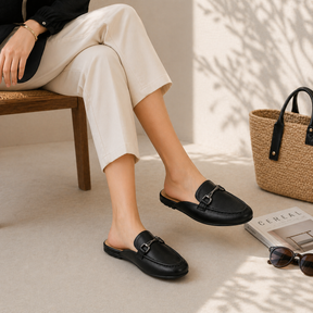 Tresmode Melsu Black Women's Casual Mules