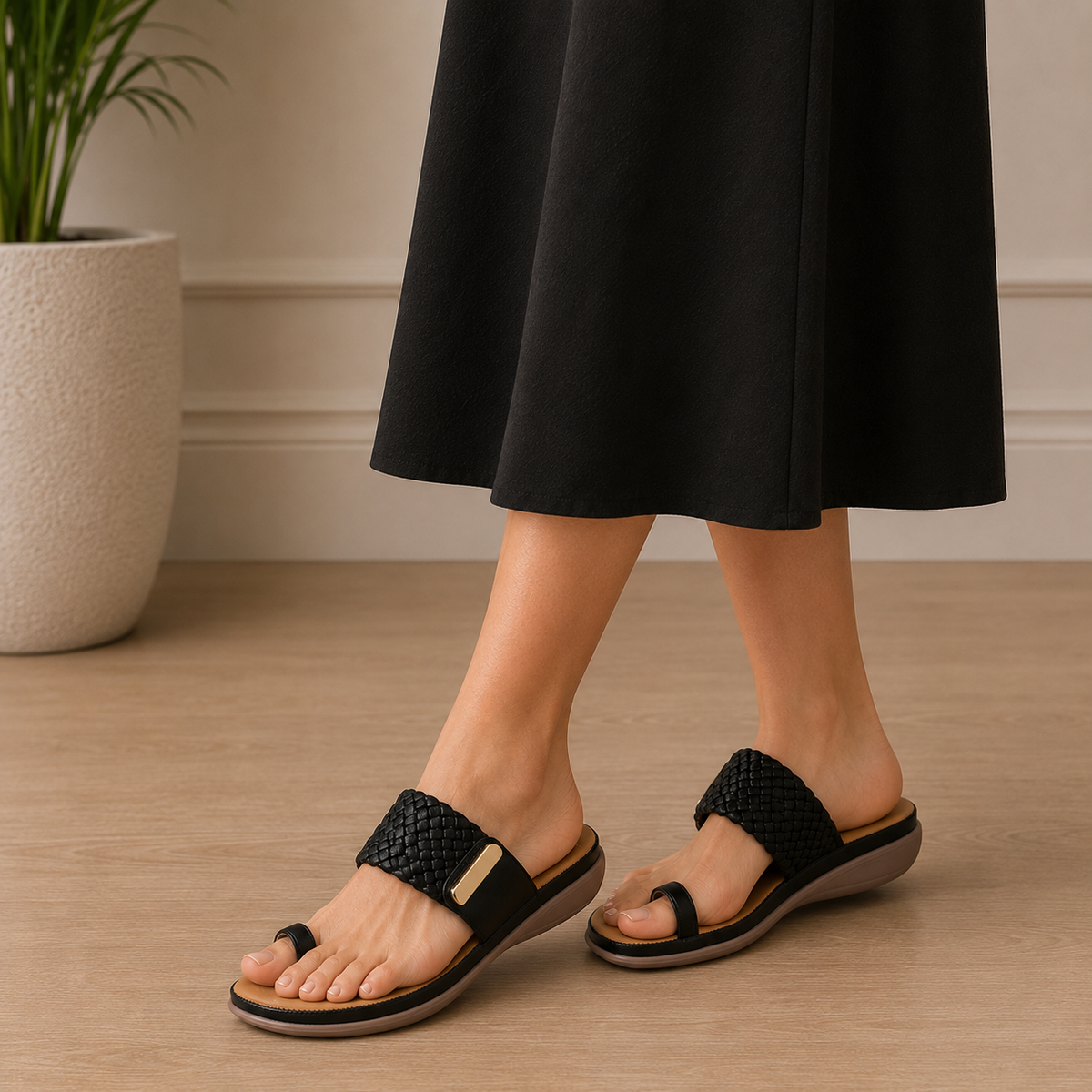 Tresmode Auma BlackWomen's Casual Platform Flats