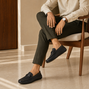 The Cover Black Men's Leather Driving Loafers Tresmode