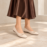 Tresmode Elegant Cream Women's Dress Ballerinas