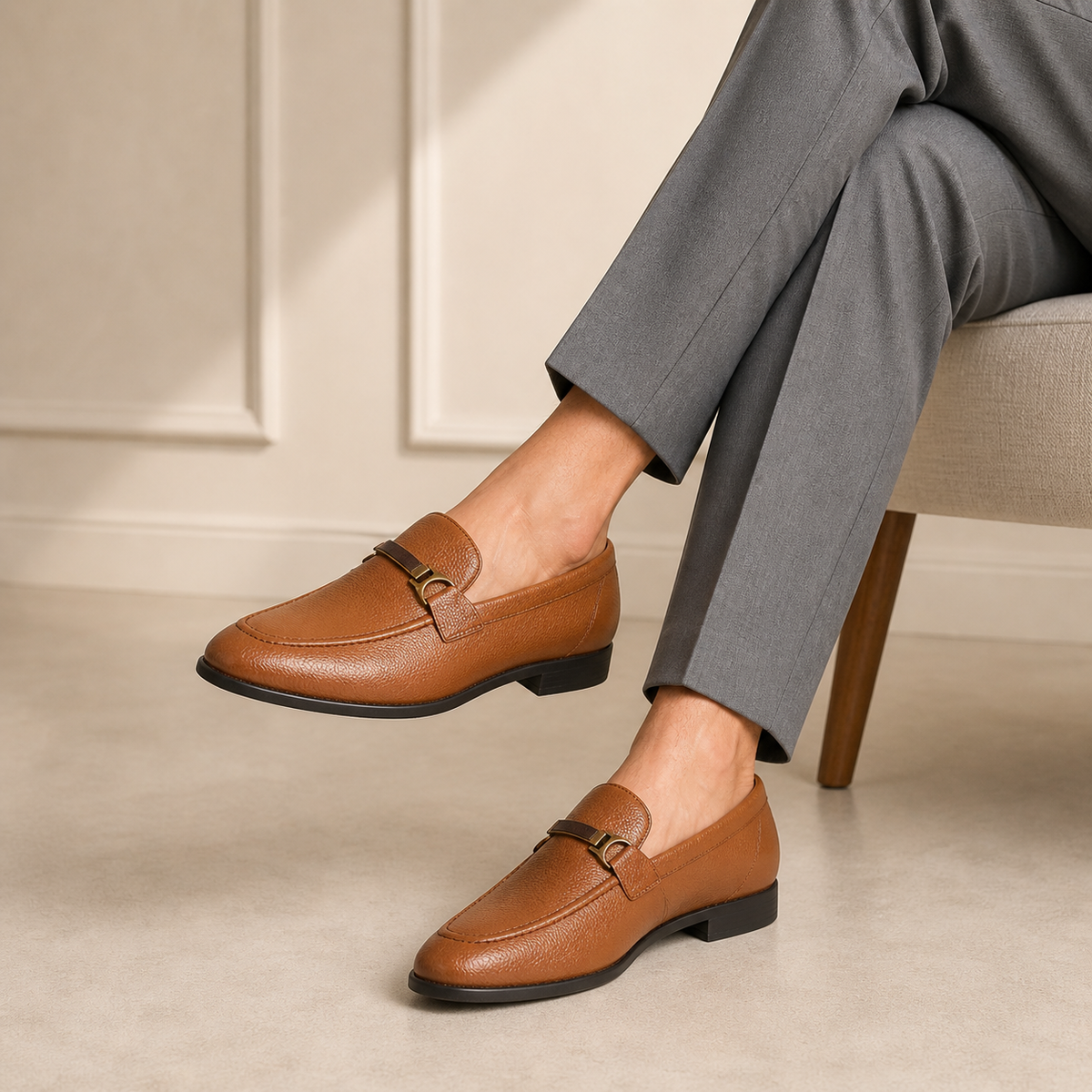 Tresmode Even Tan Men's Leather Loafers