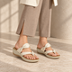 Tresmode Genew Cream Women's Casual Wedge Heel Sandals
