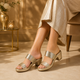 Tresmode Glo Gold Women's Dress Block Heel Sandals