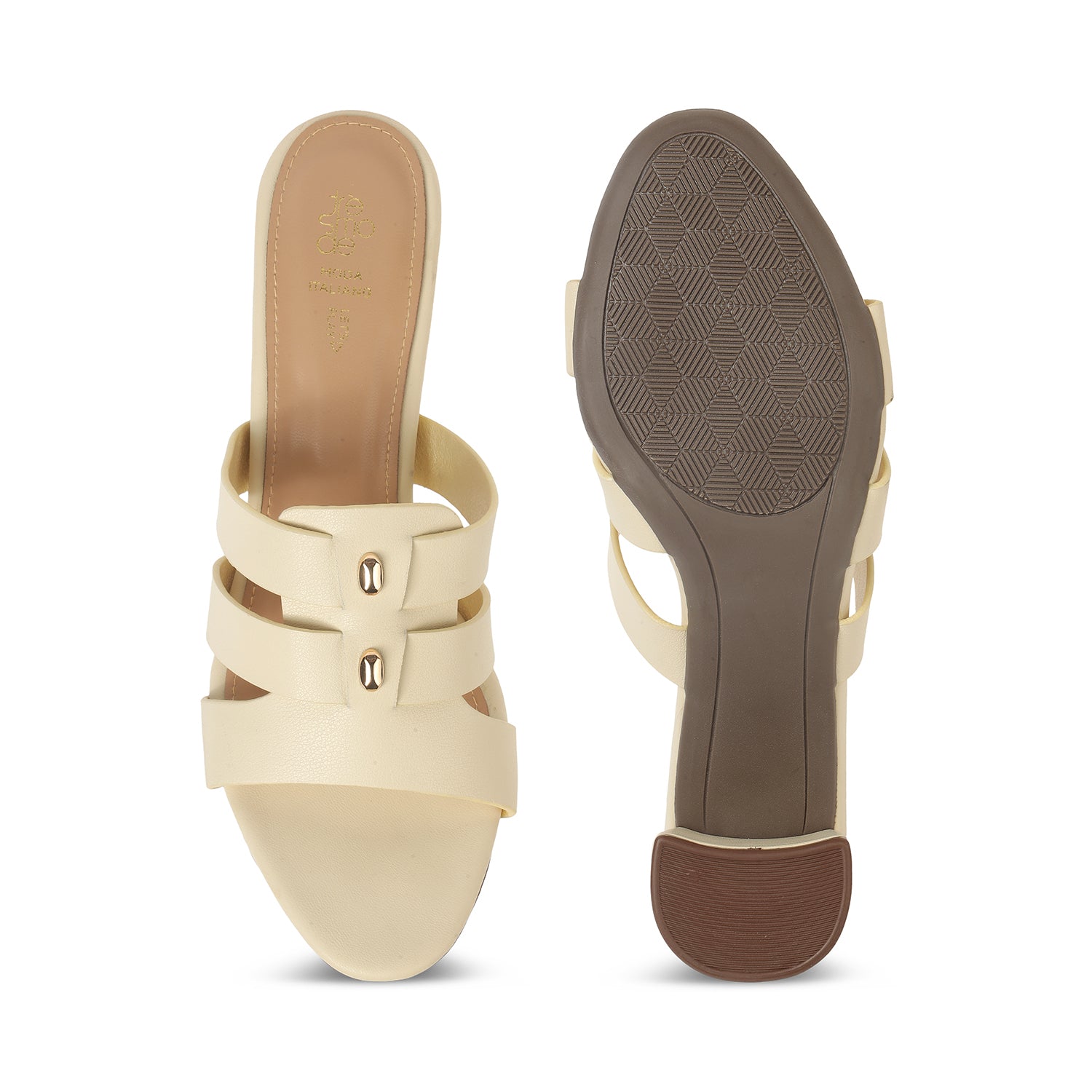 Tresmode Marzio Cream Women's Dress Block Heel Sandals