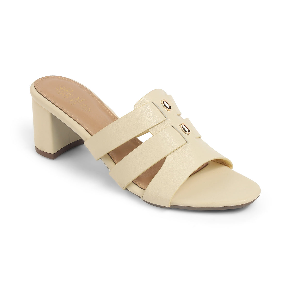 Tresmode Marzio Cream Women's Dress Block Heel Sandals