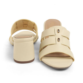 Tresmode Marzio Cream Women's Dress Block Heel Sandals