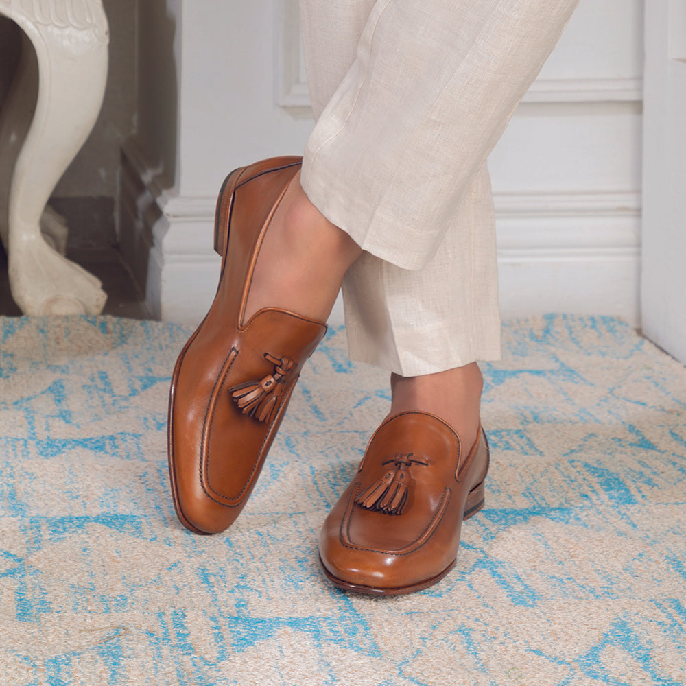 The Maffeo Tan Men's Handcrafted Leather Loafers Tresmode