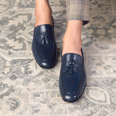 The Mancio Blue Men's Handcrafted Leather Loafers Tresmode