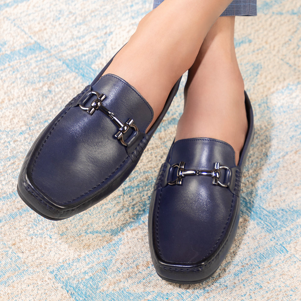 The Milane Blue Men's Leather Loafers Tresmode
