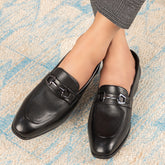 The Montli Black Men's Leather Loafers Tresmode