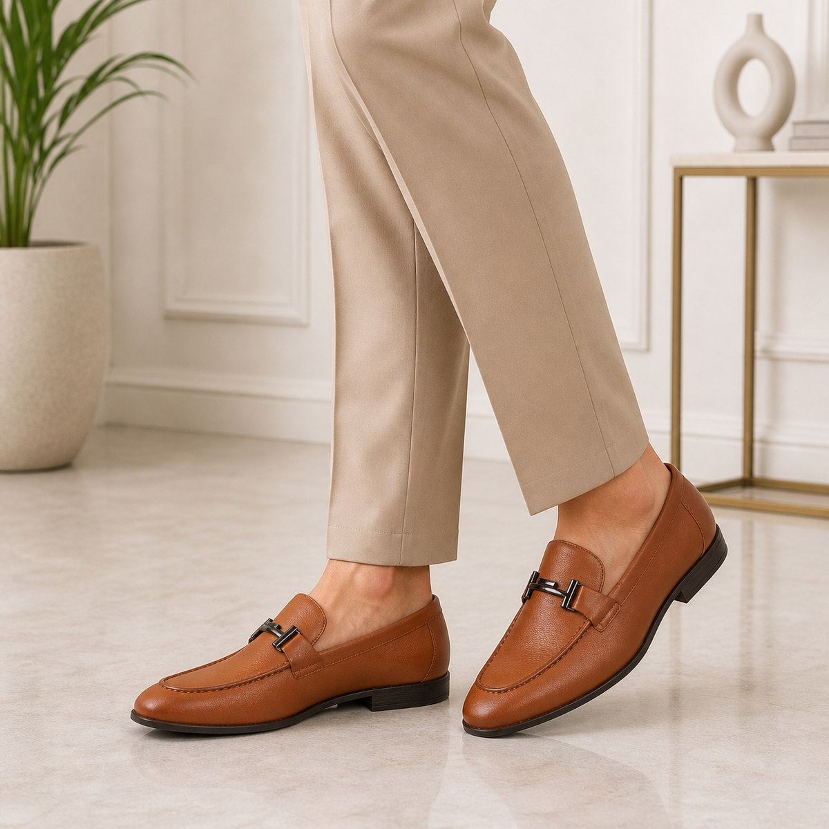 Tresmode Nelson Tan Men's Leather Loafers