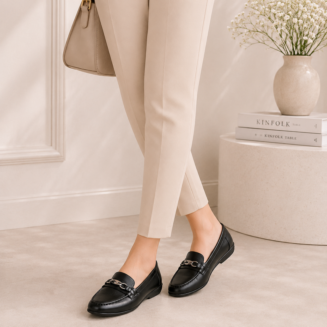 Tresmode Nubuc Black Women's Casual Loafers